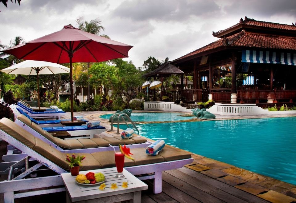 Bali Taman Beach Resort pool and gardens